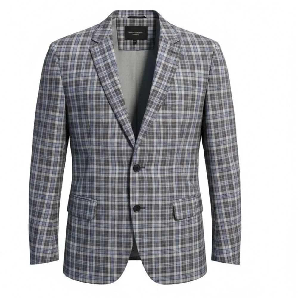 Banana Republic 100% Linen Plaid Mens size 42R Preppy Classic Career Suit Blazer